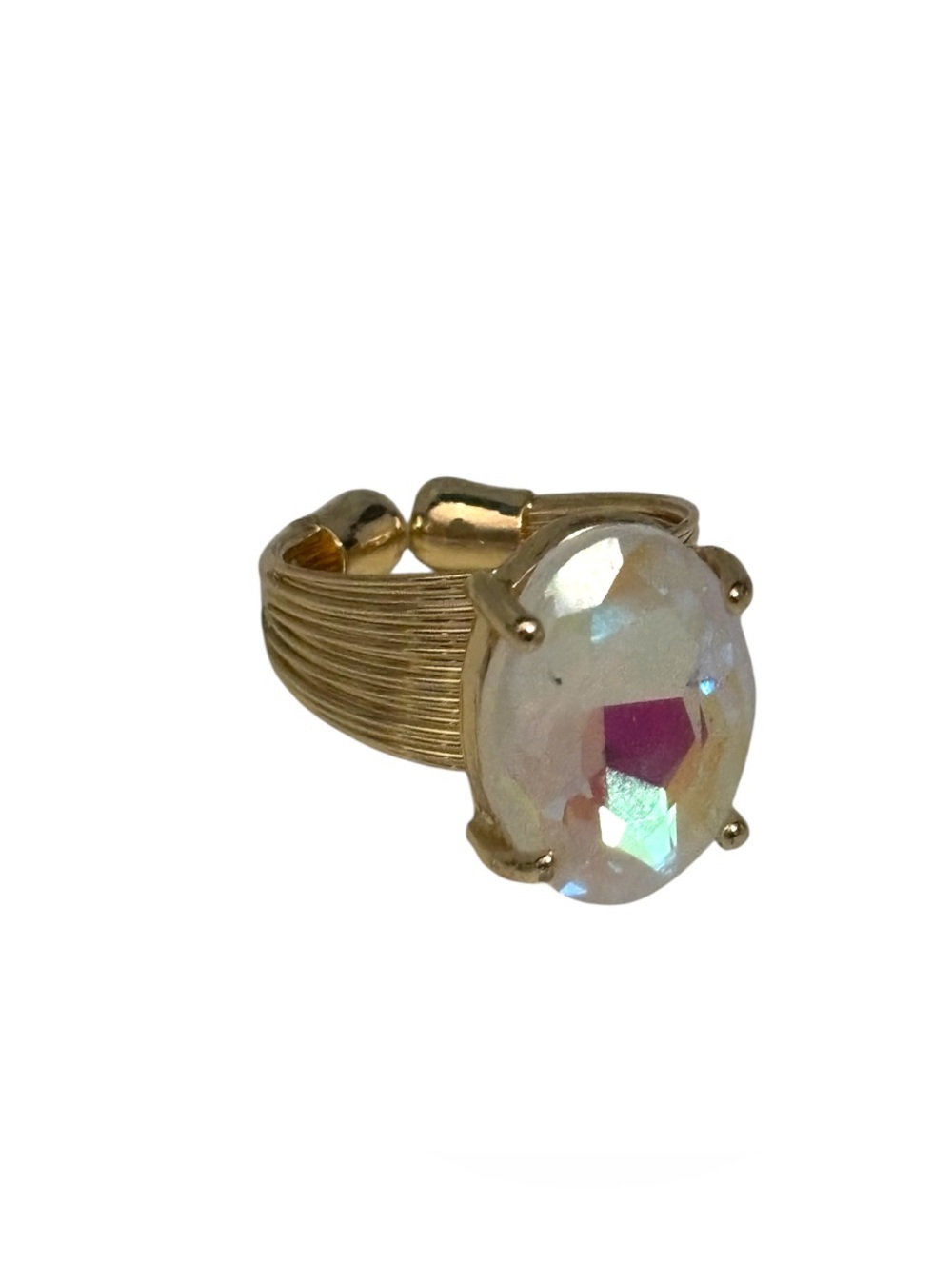 White AB Glass Stone Ring